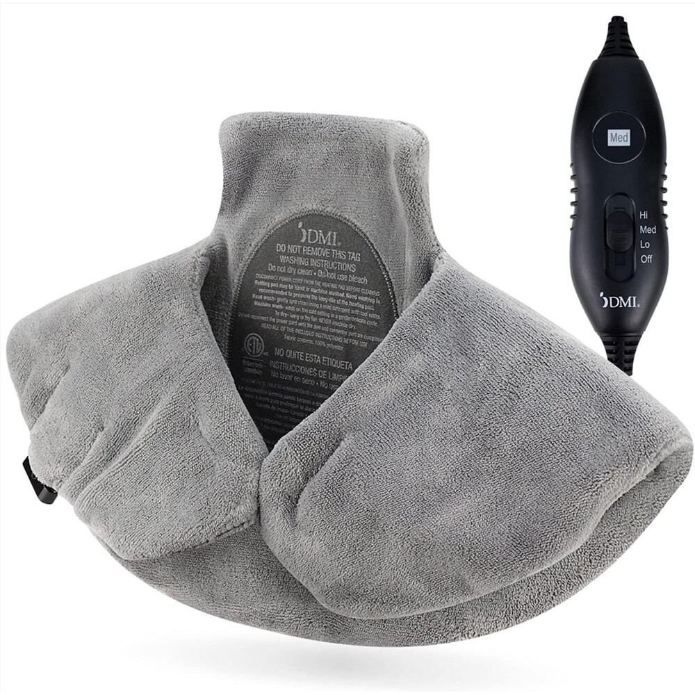DMI Heating Pad Headache Neck Shoulder MEDIUM Back Pain Relief Wrap 3 Heat Gray